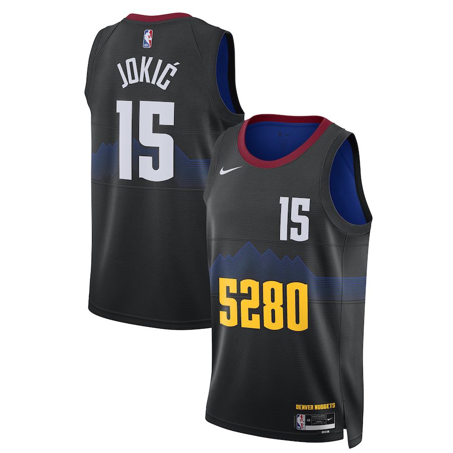 Men Denver Nuggets #15 Nikola Jokic Nike Black City Edition 2023-24 Swingman NBA Jersey->houston rockets->NBA Jersey